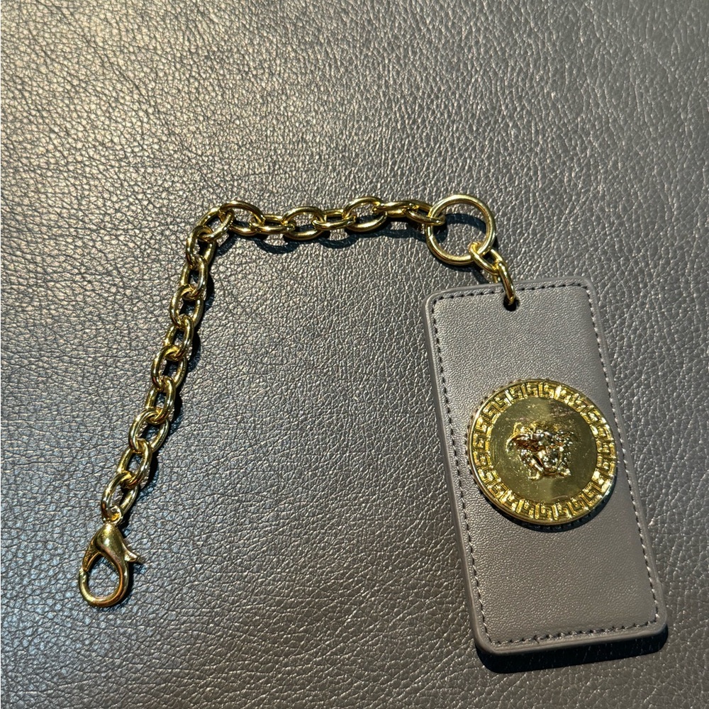 Versace leather luggage tag
